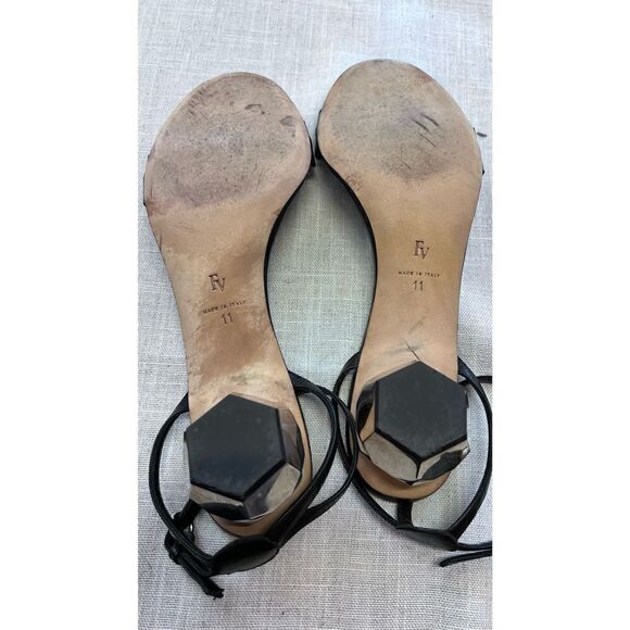 Frances Valentine Women's Leather Buckle Strap Beatrix Sandals Black Size 11 - Picture 10 of 11